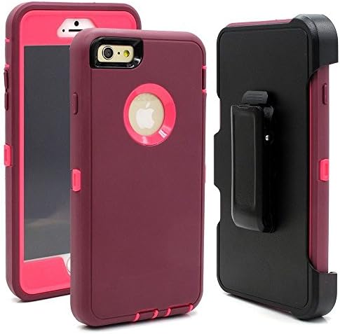 iPhone 6s Plus Case,Hary iPhone 6 Plus Scratch Protection Drop proof Dustproof Shockproof Hybrid Hard Shell Cover with Bumper for iPhone 5.5 Inch (Wine / Pink)