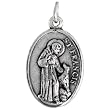 Sterling Silver St. Francis of Assisi / St. Anthony The Apostle Oval-shaped Medal Pendant, 7/8" (23mm) tall