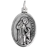 Sterling Silver St. Francis of Assisi / St. Anthony The Apostle Oval-shaped Medal Pendant, 7/8" (23mm) tall