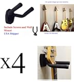 Set of 4 Guitar Hangers Hook Holder Wall Mount Display - Fits all size Guitars, TopStage(TM), w/Mounting Hardware