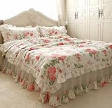 Shabby and Elegante FlowerSea Ruffle/chiffon Duvet Cover Bedding Set, Queen Size