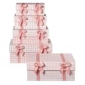Pink Gingham Nesting Boxes - Set of 5