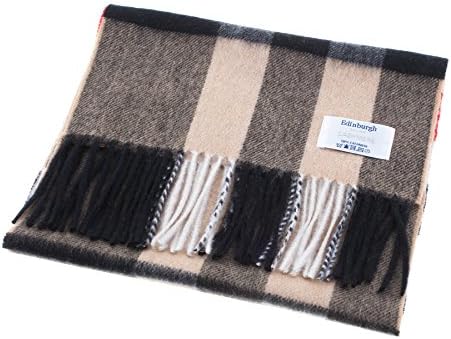 Edinburgh 100% Cashmere Unisex Scottish Tartan Multicolor Scarf Thomson Camel - Maxi Check (One Size)