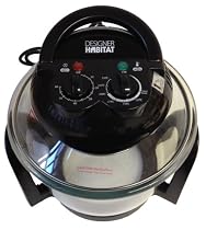Designer Habitat 7 Litre Premium Halogen Oven Cooker complete with Lid Holder, Steamer, Frying Pan, Tongs, Low Rack, High Rack & Glove