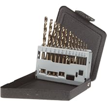 Precision Twist C13R10CO Cobalt Steel Jobber Drill Bit Set, Gold Oxide Finish, Round Shank, Spiral Flute, 135 Degree Point Angle, 13 piece, 1/16" to 1/4" x 64ths