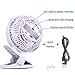 BTOOP Clip on Fan Battery Fan Portable Clip to Baby Stroller and Table with a 18650 Battery, Rechargeable, Quietness (White,5