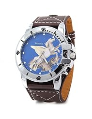 Horse Pattern Quartz Analog Watch Wristwatch Timepiece with PU Leather Band & Rhinestones for Women Lady - Dark-brown SWWT5-280948