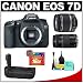 Canon EOS 7D Digital SLR Camera Body + Canon 18-55mm IS Lens + Canon 75-300mm III Lens + Canon BG-E7 Battery Grip + 16GB Card + Cleaning Kit