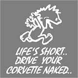 51SZWUdI ZL. SL160  LIFES SHORT DRIVE YOUR CORVETTE NAKED (WHITE)DECAL STICKER TRUCK CAR BOAT