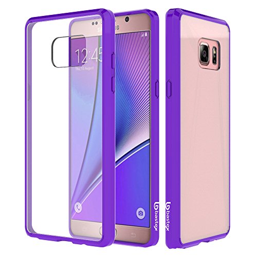 Galaxy Note 7 Case, Bastex Rugged Slim Fit Shockproof Rubberized Plastic Crystal Clear Back Panel Flexible Purple Bumper TPU Case Cover for Samsung Galaxy Note 7