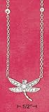 Sterling silver RP ADJ 16-18 CZ DRAGONFLY & CZ ACCENTS CABLE CHAIN NECKLACE