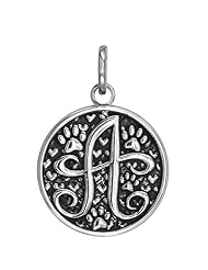 V - Large Solid 10K,14K,18K Gold with Black Finish Szira Collection Paw and Hearts Monogram Initial V Charm, Pendant, Key Ring, for Dog, Cat or Person