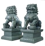 Asian Foo Dogs (Fu Dogs) Garden Statue Sculpture, Pair
