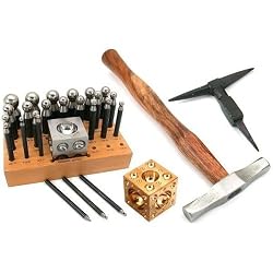 28 Silversmiths Hammer Dapping Punches Block Anvil Tool