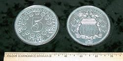 REPLICA 1877 Shield Nickel. Big Huge Large 3" Metal Coin