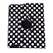 HDE Rotating iPad Case Magnetic Folding Leather Cover Folio Flip Stand for Apple iPad 2 iPad 3 iPad 4 (White & Black Polka Dot)