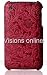 Visions Slim Iphone Hard Case Leather Cover Red Flower With Free Screen Protector