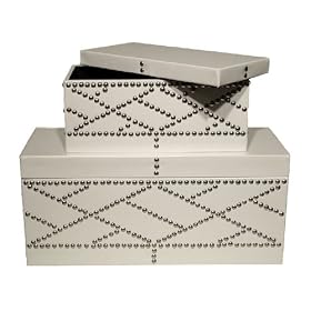 Global Views White Patent Leather Fret Boxes, Set of 2