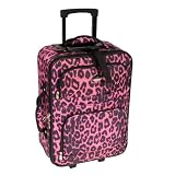 New Pink Print Travel Carry On Suitcase On Wheels With Extendable Handle