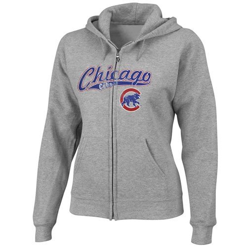 Womens Chicago Cubs Backlot Drama Ash Hooded Sweatshirt