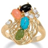 Multi-Stone 14k Gold-Plate Ring