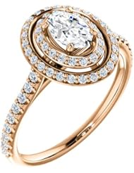14K Rose Gold Oval Cut Diamond Double-Halo Ring -- LIFETIME WARRANTY