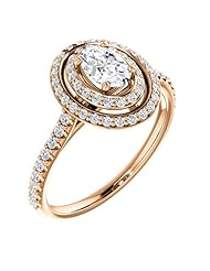 18K Rose Gold Oval Cut Diamond Double-Halo Ring -- LIFETIME WARRANTY