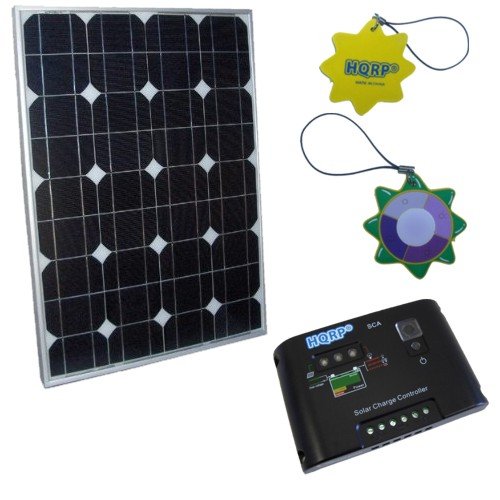 HQRP KIT (50 Watt Solar Panel 50W Power 12V Monocrystalline 12 Volt, Solar 10A Charge Power Controller / Regulator 12V / 24V 10 Amp) + HQRP UV Chain / UV Radiation Health Tester