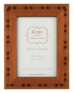 Italian Wooden Picture Frame, Walnut Inlay with Leaves
