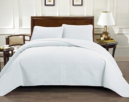 Oversize 100 "X 106" Coverlet Set 3-Piece Bedspread-Super Soft-Brushed Microfiber Quilt-Great Gift Idea (Queen, White)
