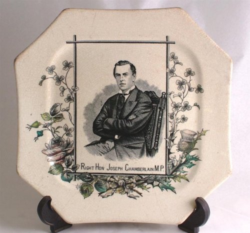c1886 Wallis Gimson Joseph Chamberlain earthenware plate