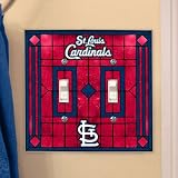 St Louis Cardinals - MLB Art Glass Double Switch Plate Cover