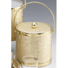 Kraftware 45561 Scandia - Gold 3 Quart Ice Bucket with Vinyl Cover, Bands and Bale Handle by Kraftware