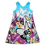 Me Me Me by Lipstik - Girls Sleeveless Butterfly Dress, Turquoise, Multi