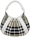 Burberry Phoebe Check Canvas White Leather Shoulder Bag 3201197