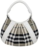 Burberry - Burberry Phoebe Check Canvas White Leather Shoulder Bag 3201197
