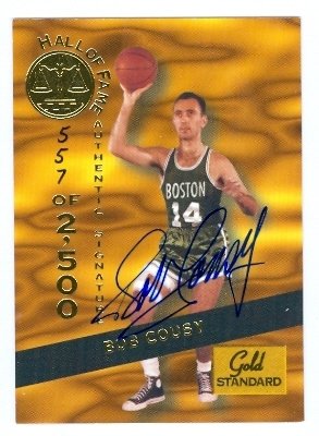 Bob Cousy Autographed/Hand Signed basketball card (Boston Celtics)