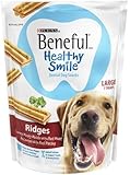 Purina Beneful Healthy Smile Dental Dog Snacks - For Large Dogs - Ridges With Savory Meaty Middle Accented With Parsley - 7 Treats Per Package - Pack of 2
