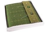 Olive Handmade Sari Silk Photo Album with Box, Classic Style pages (26cm x 33cm)