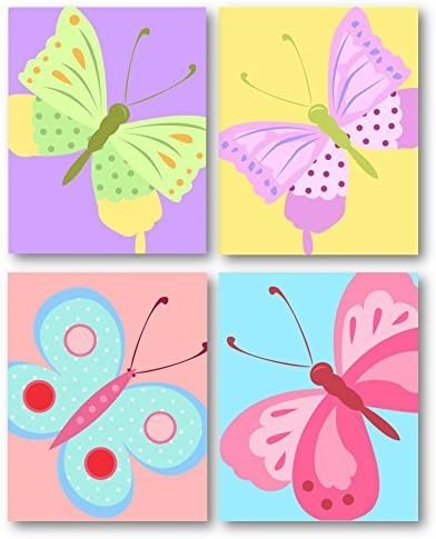 Butterfly Art Prints, Decor For Girls Room, Butterfly Nursery Decor, Butterfly Wall Art, Butterfly Decor, Art for Girls Room, Decor for Girls Room, Four 8x10" Prints Only, Unframed (NOT CANVAS)