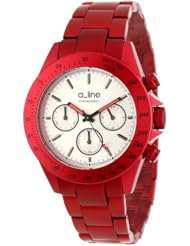 a_line Womens AL-20050-RD-SL Amore Chronograph Silver Dial Red Aluminum Watch