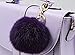 Minigianni Rabbit Fur Ball Pom Pom Keychain Gold Plated Keychain for Handbag Wallet Purse Car Key (Purple)