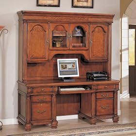 Fontaine Cherry Computer Credenza with Hutch Cherry by Kathy Ireland Martin