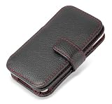 PDAIR レザーケース for iPhone 4S/4 横開きタイプ(ボタンタイプ)(フローターパターン/ブラック) PALCBIPOHN4B/FBL フローター