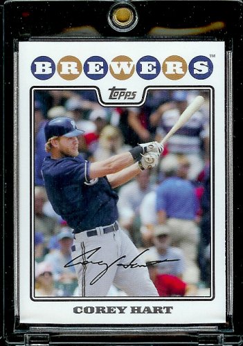 2008 Topps Baseball Cards # 42 Corey Hart - Milwaukee Brewers - MLB Baseball Trading Card in a Protective Screw Down Display Case