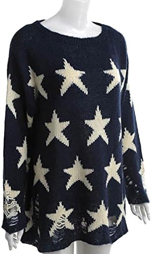 King Ma Women's Round Neck Stars Loose Pullover Sweater