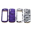 2 Cases for Samsung Instinct S30 M810 Sprint Rubberized Snap-On Protector Hard Cases Image Cover, Pack of 2: Black & Purple Zebra, and Zebra Print