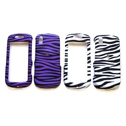 2 Cases for Samsung Instinct S30 M810 Sprint Rubberized Snap-On Protector Hard Cases Image Cover, Pack of 2: Black & Purple Zebra, and Zebra Print