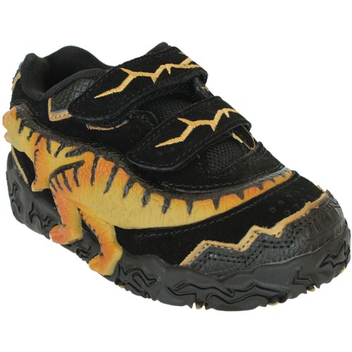 Dinosoles Black 3D T-Rex Low-Top Dinosaur Shoes With Blinking Lighted Eyes And Dino Footprints