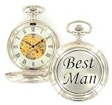 Woodford Best Man Chrome/pewter Mechanical Double Hunter Pocket Watch W1884s